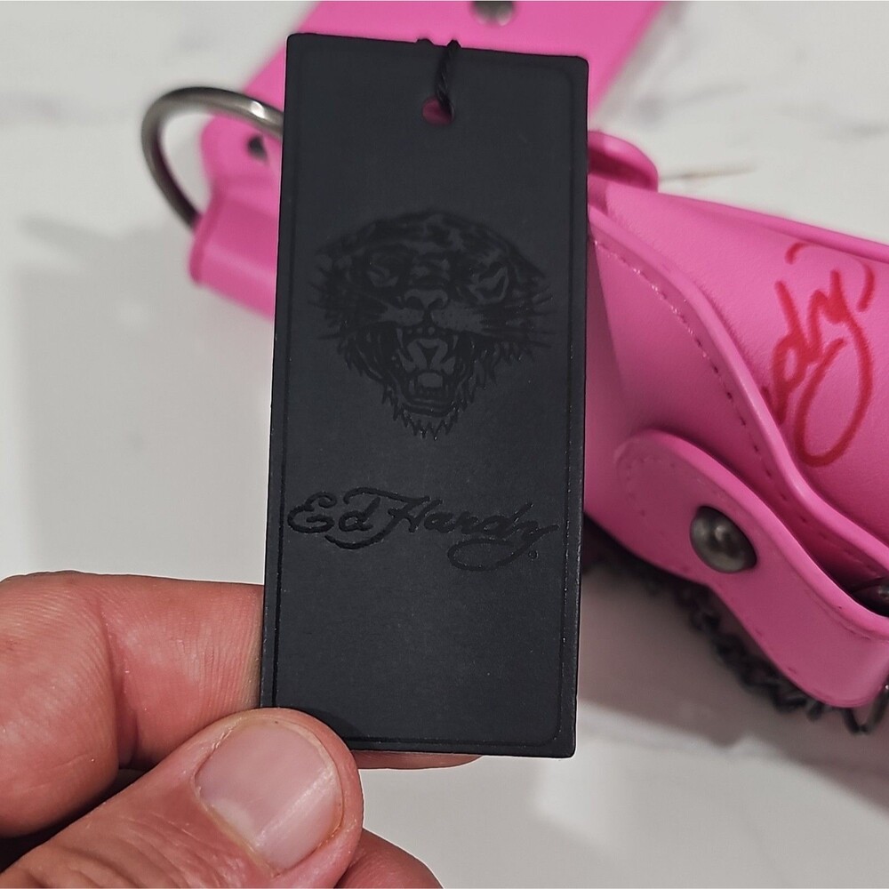 Y2K STYLE - Ed Hardy Pink Stud Shoulder Bag Skull Rose Graphic- see description - Picture 6 of 16